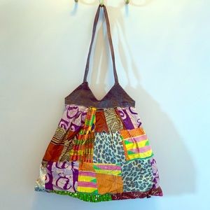 Handmade in Ghana - Leather and Patchwork Bag